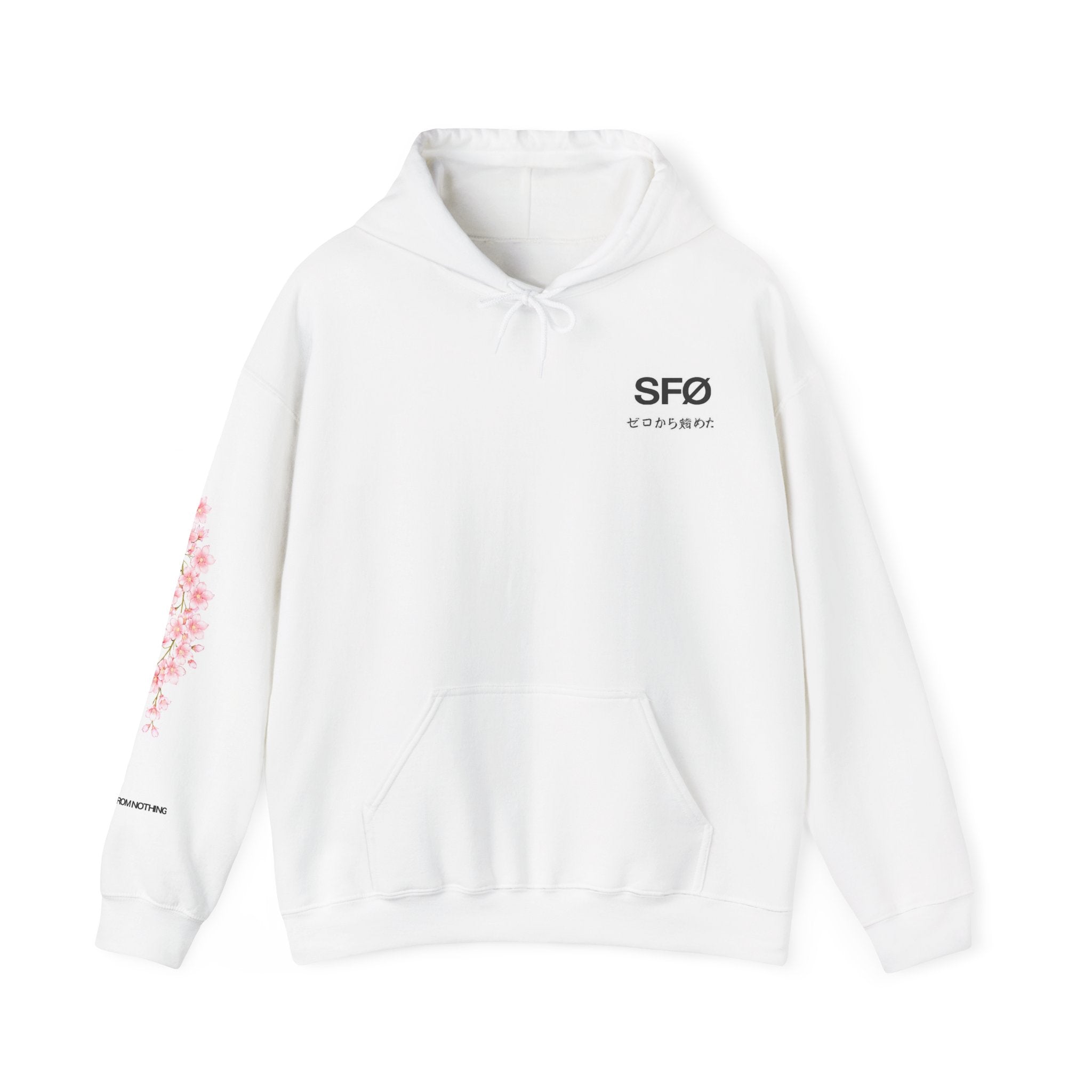 Cherry Blossom Sleeve Hoodie, Bonsai Tree Back Print | Japanese Aesthetic Hoodie