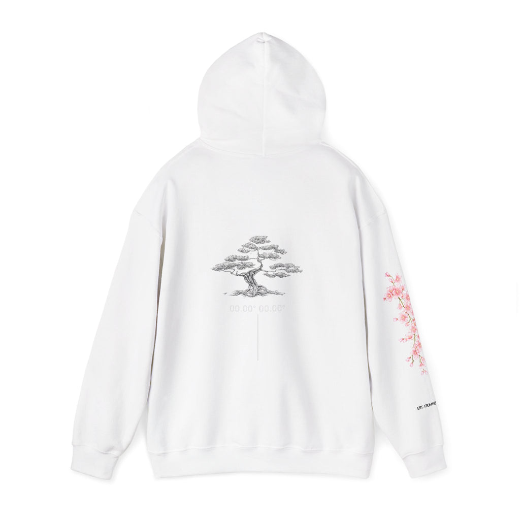 Cherry Blossom Sleeve Hoodie, Bonsai Tree Back Print | Japanese Aesthetic Hoodie